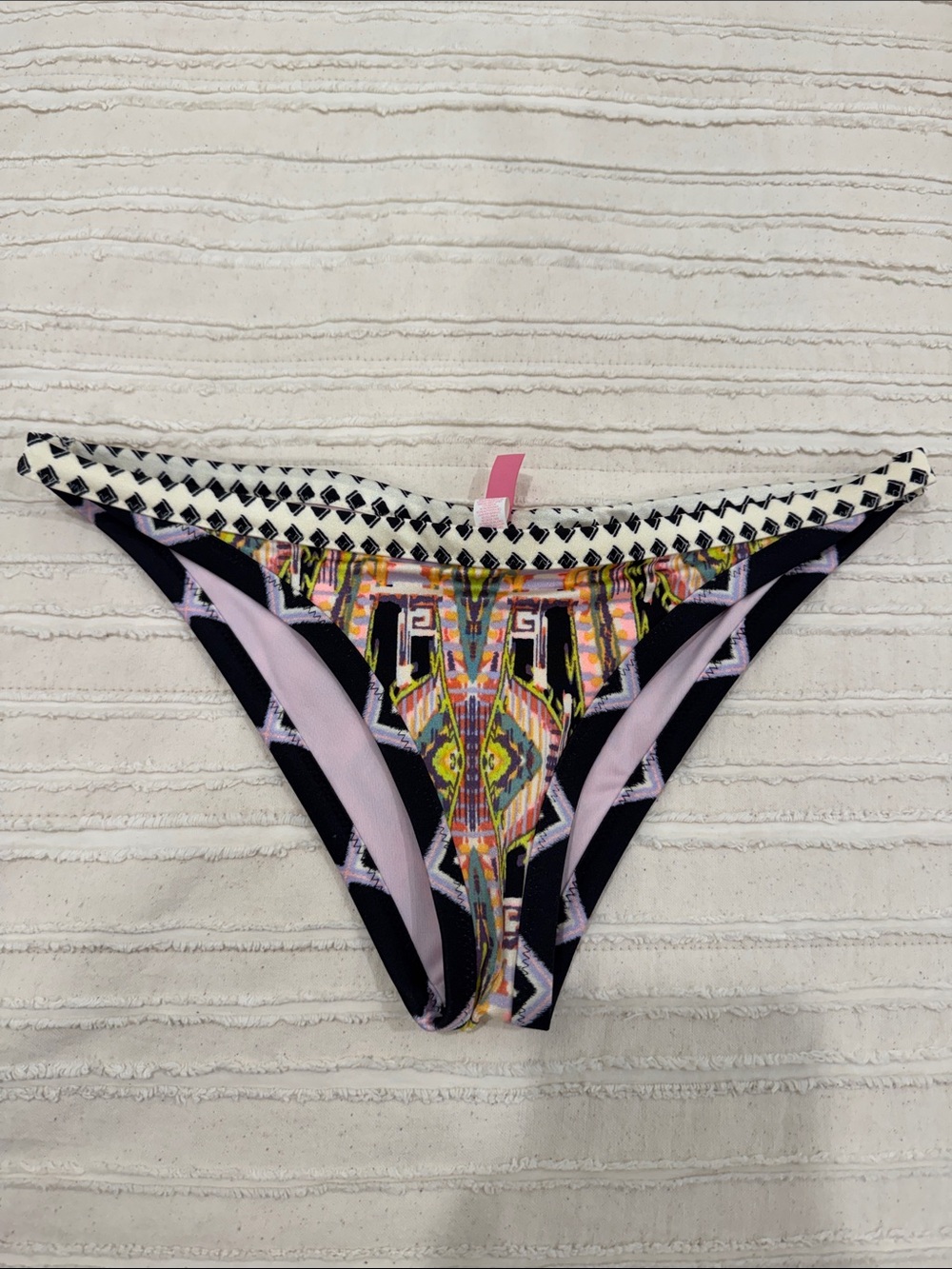 PINK Victoria's Secret Black & Multicolor Geometric Kids Bikini Bottoms